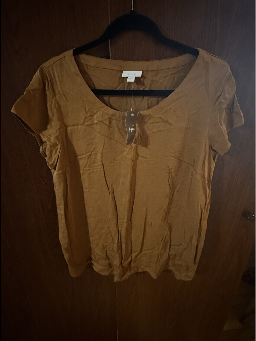 NWT J.Jill Pure Jill Womens M Saffron Brown Scoop Neck Top ECOVERO Viscose